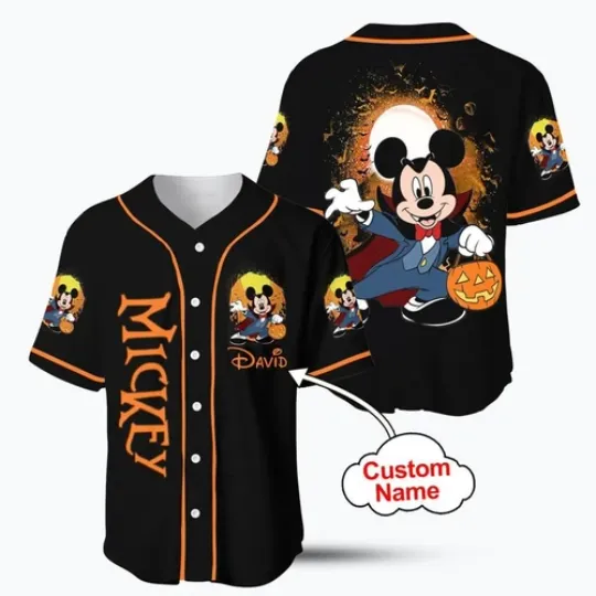 Personalized Mickey Mouse Halloween Lover 3D Printed Baseball Jersey Shirt