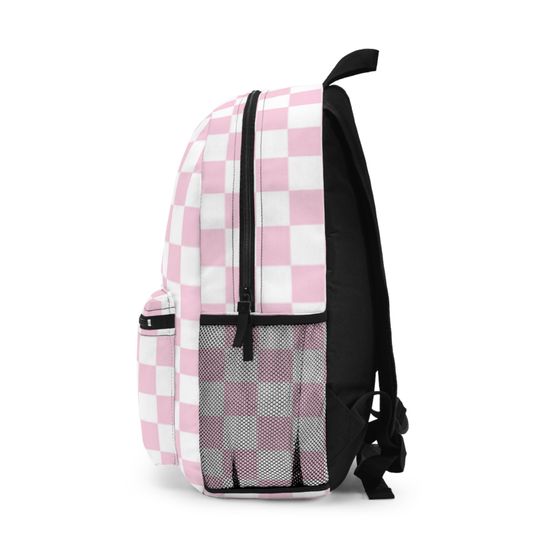 Cute Multi Pattern pink and white Backpack with a kitty