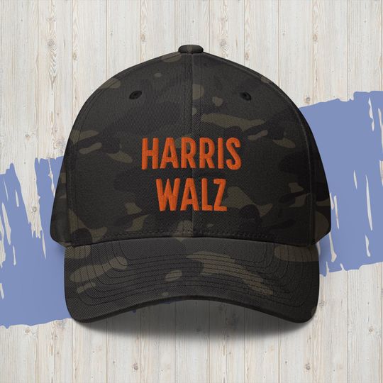 Harris Walz 2024 Camo Dad Hat, Embroidered Trendy Dad Hat, Midwest Election Hat
