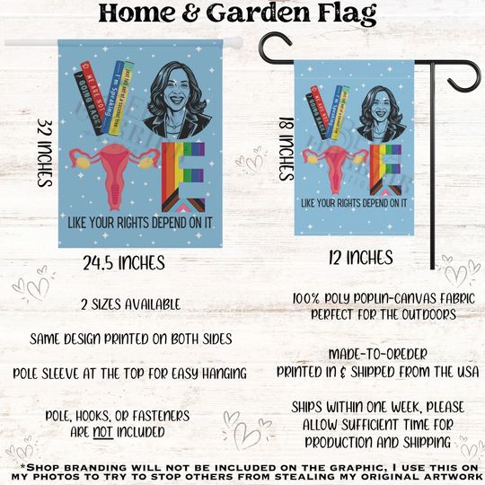 Kamala Harris Vote Garden Flag, Democrat Equality Yard Sign,