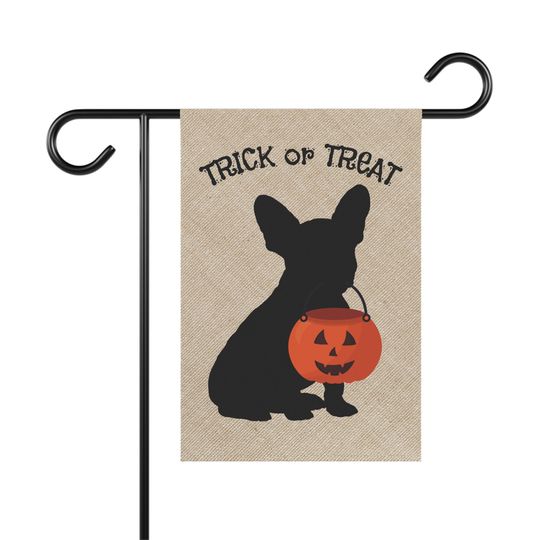 Frenchie, French Bulldog Fall, Halloween Lawn & Garden House Flag, Double-sided Banner