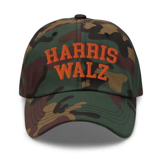 Harris Walz Midwest Dad Hat Orange Camo
