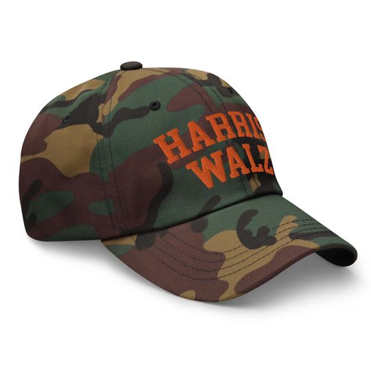 Harris Walz Midwest Dad Hat Orange Camo
