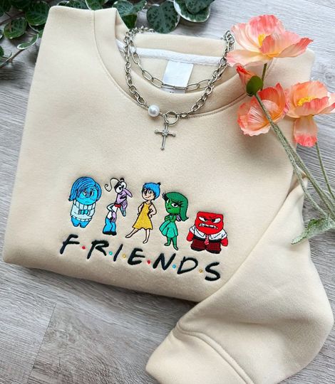 Friend Inside Out 2 Embroidered Sweatshirt, Inside Out 2 Birthday Embroidered