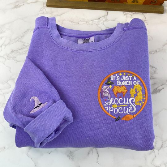 Halloween Hocus Pocus Sanderson Sisters Embroidered Sweatshirt