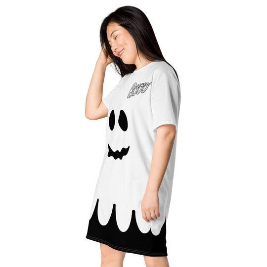 Ghost Costume T-shirt dress, Adult Halloween costume, boo