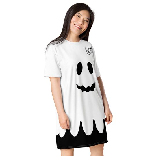 Ghost Costume T-shirt dress, Adult Halloween costume, boo