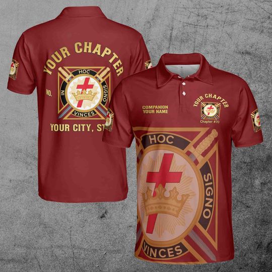 Customize Name Chapter Masonic Knights Templar Freemasonry Men's Polo Shirt