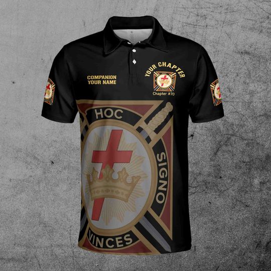 Customize Name Chapter Masonic Knights Templar Freemasonry Men's Polo Shirt