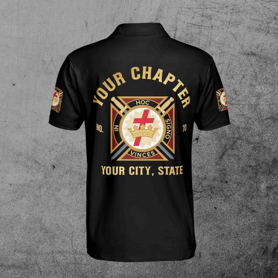 Customize Name Chapter Masonic Knights Templar Freemasonry Men's Polo Shirt