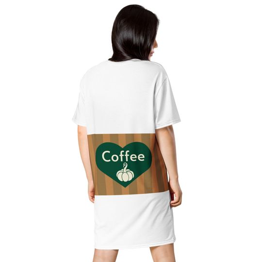 Coffee gift t-shirt dress, Pumpkin spice Coffee, Personalized coffee gift shirt, gift for her, coffee lover gift