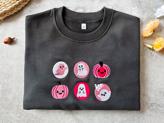 Halloween Sugar Cookies Embroidered Crew Neck Sweatshirt