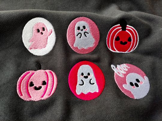 Halloween Sugar Cookies Embroidered Crew Neck Sweatshirt