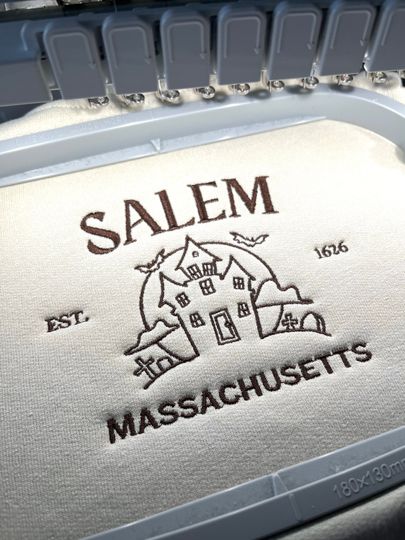 Salem Massachusetts Halloween Embroidered Sweatshirt