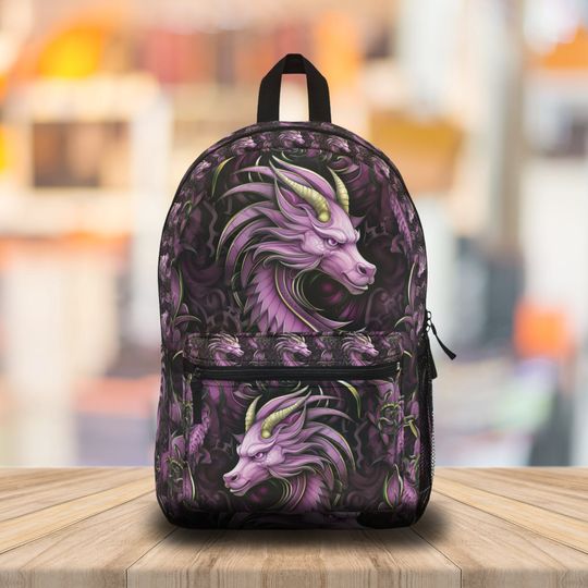 Backpack Pink Dragon Bookbag, Dungeons and Dragons Backpack, DnD Back to School Bag, Dragon Design Backpack