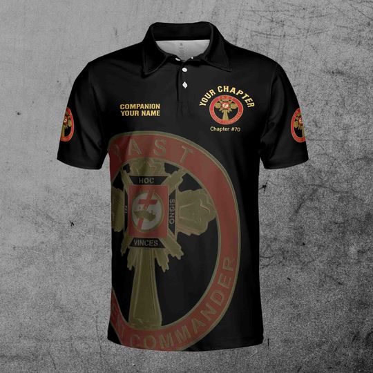 Customize Name Chapter Masonic Knights Templar Past Commander Freemasonry Men's Polo Shirt