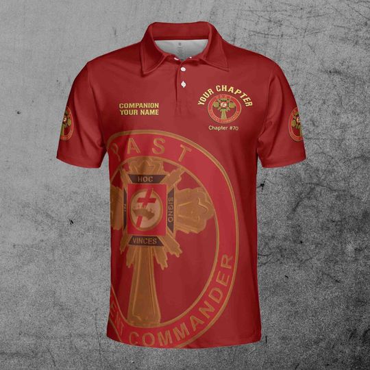 Customize Name Chapter Masonic Knights Templar Past Commander Freemasonry Men's Polo Shirt