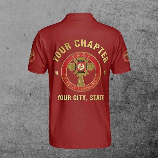 Customize Name Chapter Masonic Knights Templar Past Commander Freemasonry Men's Polo Shirt
