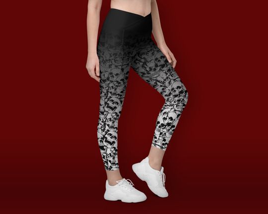 Skull Pattern Leggings with Pockets - Halloween - Goth - Emo - Spooky Season