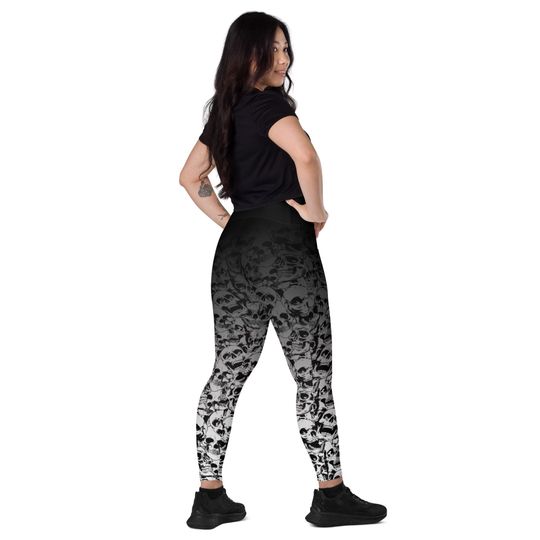 Skull Pattern Leggings with Pockets - Halloween - Goth - Emo - Spooky Season