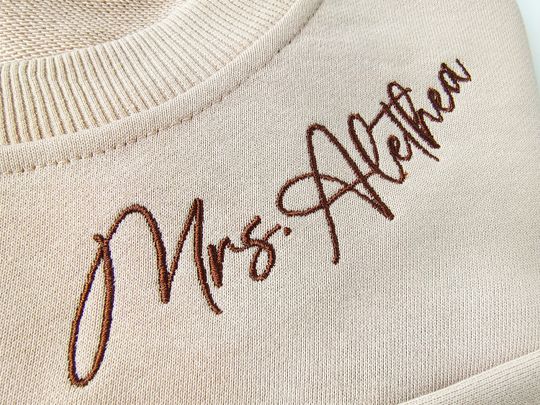 Custom Neckline Mrs. Embroidered Sweatshirt, Name On Neckline,Future Mrs sweatshirt