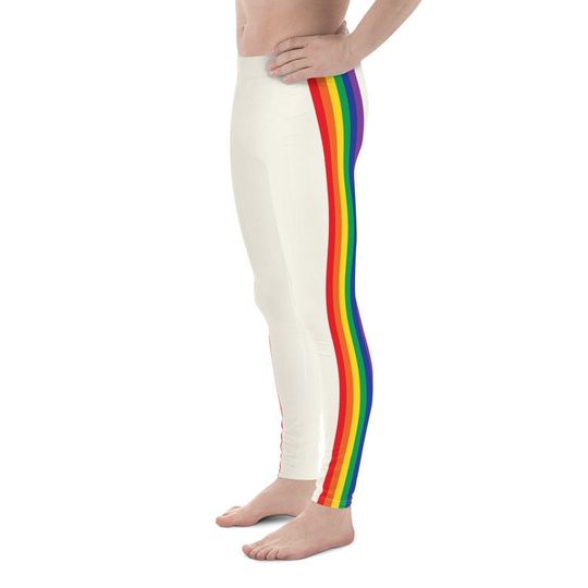 Rainbow Striped and Soft Cream Men's Leggings