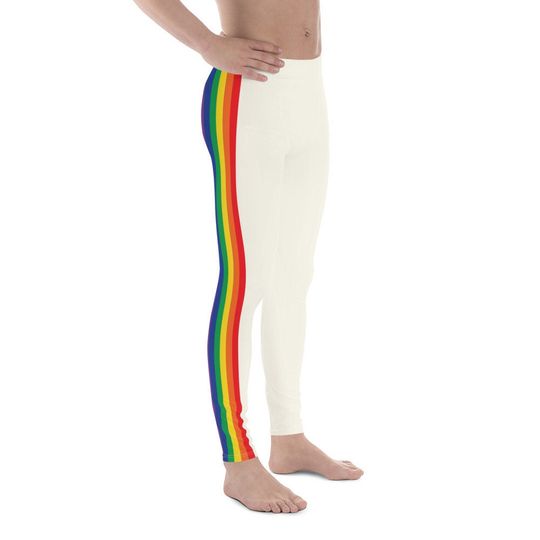 Rainbow Striped and Soft Cream Men's Leggings