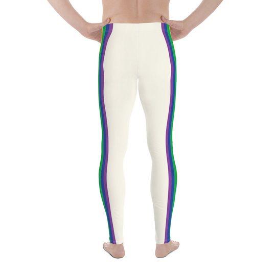 Rainbow Striped and Soft Cream Men's Leggings