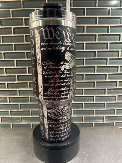 Dont Tread on Me / Snake themed Laser Engraved black 40oz Tumbler