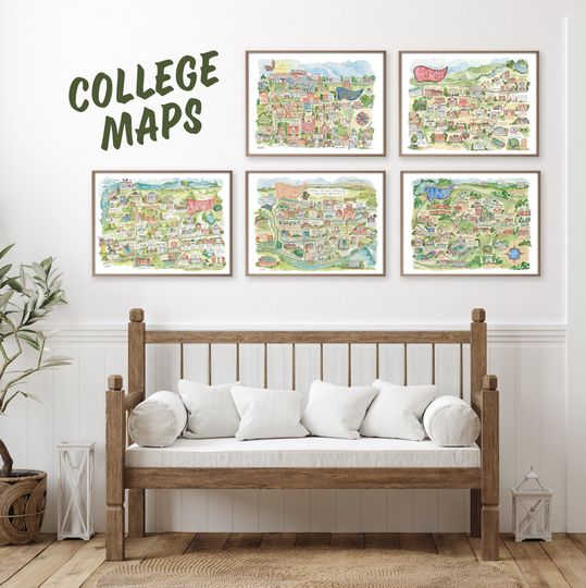 Auburn Albm Campus Map Watercolor Art Poster Football
