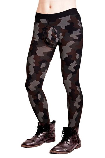 Men Opaque Camo Camouflage Print Pattern Tights Warm Underlayer