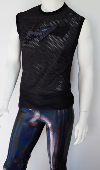 Festival Leggings Men's in Black Holographic Iridescent