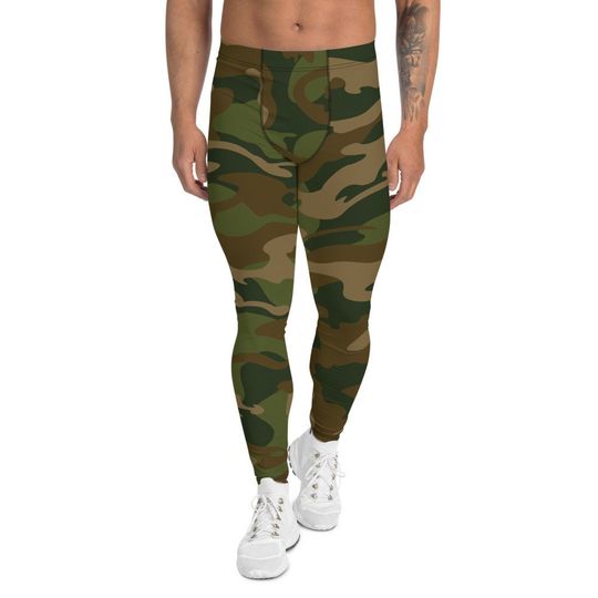 Camo Style Classic Green Camouflage Pattern Fashion Leggings for Men