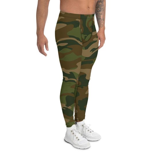 Camo Style Classic Green Camouflage Pattern Fashion Leggings for Men