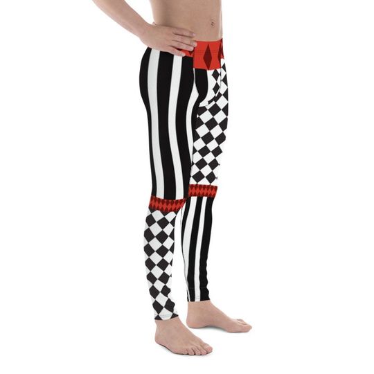 Men's Harlequin Jester Black and Red Athletic Leggings