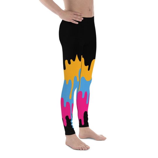 CMYK Ink Drip Men's Leggings | Training Pants | Mens Activewear