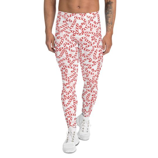 Men's Leggings, Ugly Christmas Sweater Candy Cane