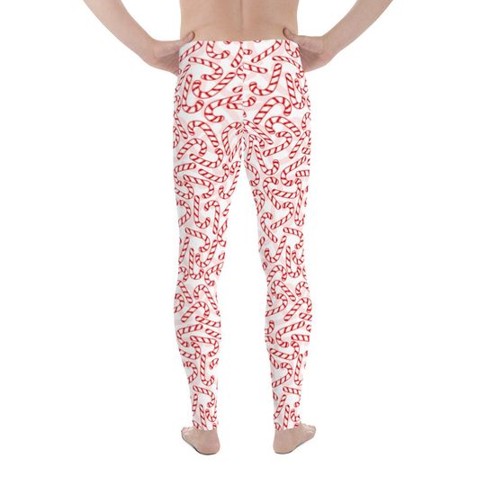 Men's Leggings, Ugly Christmas Sweater Candy Cane