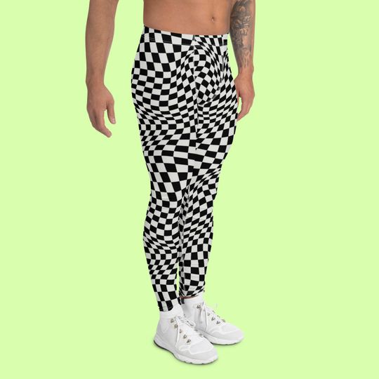 Checkerboard Op Art Man Leggings. Premium quality.