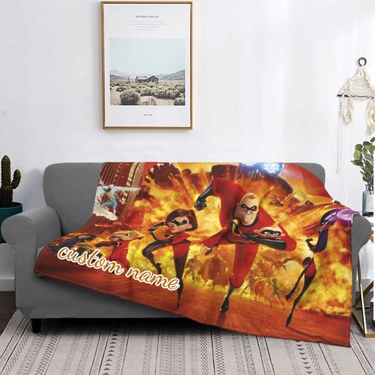 Custom Name Blanket Disney The Incredibles Tapestry Personalized Blankets Birthday Gift Customized DIY