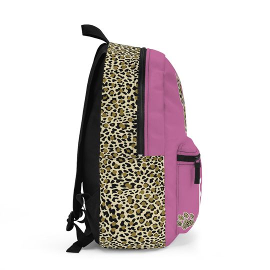 Personalized Leopard Backpack for Girls - Custom Pink Name Backpack with Trendy Leopard Print - Perfect Back to School Bag