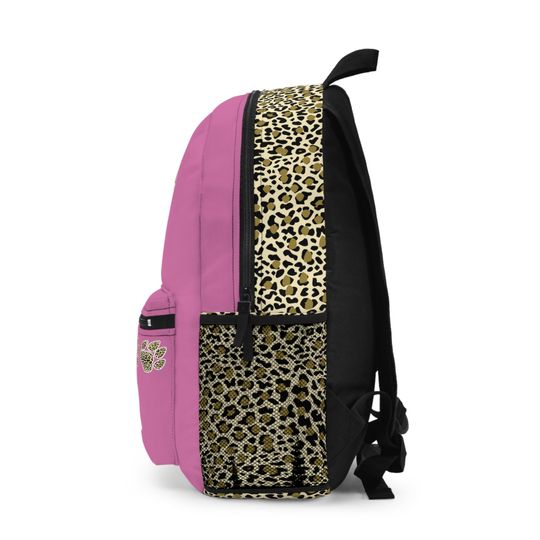 Personalized Leopard Backpack for Girls - Custom Pink Name Backpack with Trendy Leopard Print - Perfect Back to School Bag