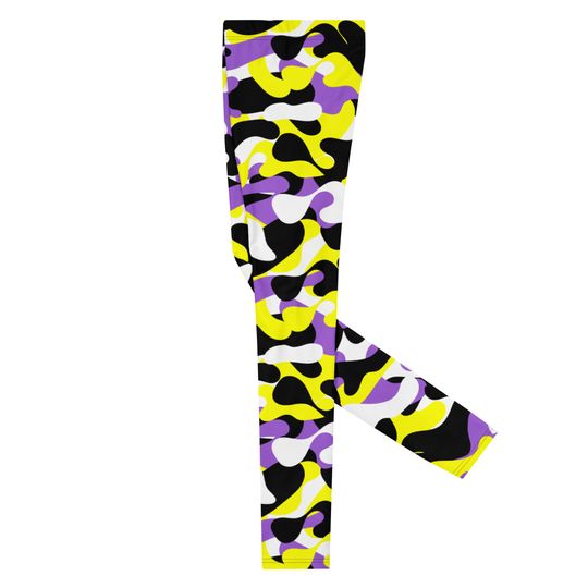 Nonbinary Camo Men's Leggings, Enby Camouflage Leggings