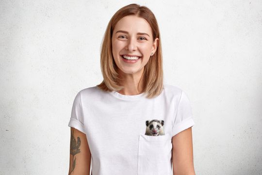 Opossum Shirt, Hidden Middle Finger Pocket Funny, Possum Print T-shirt, Unique Gift Idea Funny T-shirt