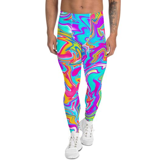 Men's Leggings, XS-3XL, Spandex, Tights, Psychedelic, Activewear, Stretch Pants