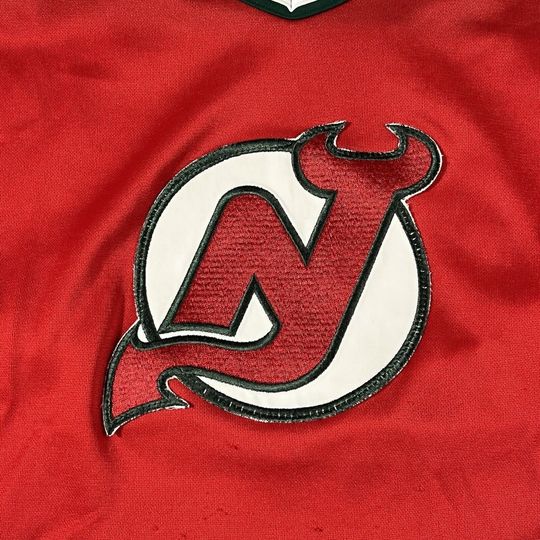 Vintage 1990s New Jersey Devils Christmas Jersey Medium Red Green CCM Maska