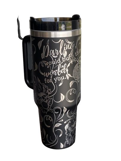 Darling I Would Burn the World For you Tumbler- Hades & Persephone Love Book Engraved Tumbler - Booktok Engraved Cup - Engraved Cup