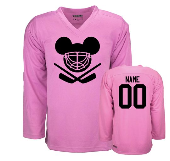 Customizable Mouse Ears Helmet Ice Hockey Jersey with Name and Number on the back
