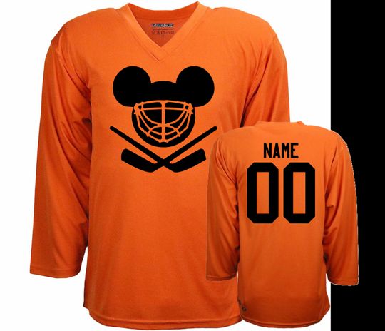 Customizable Mouse Ears Helmet Ice Hockey Jersey with Name and Number on the back