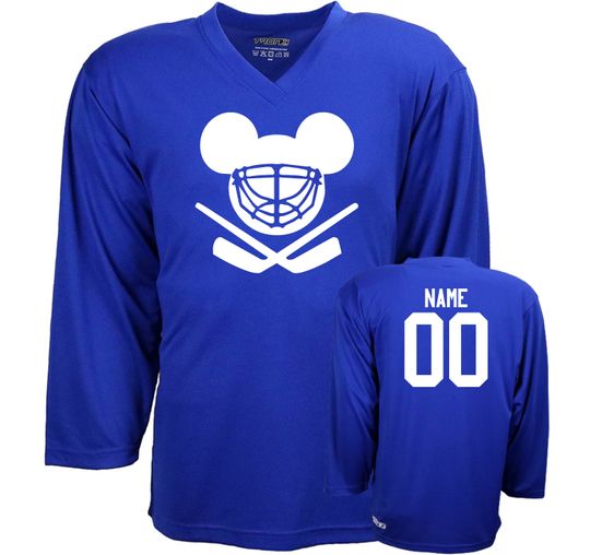 Customizable Mouse Ears Helmet Ice Hockey Jersey with Name and Number on the back